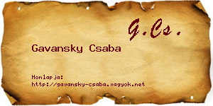 Gavansky Csaba névjegykártya